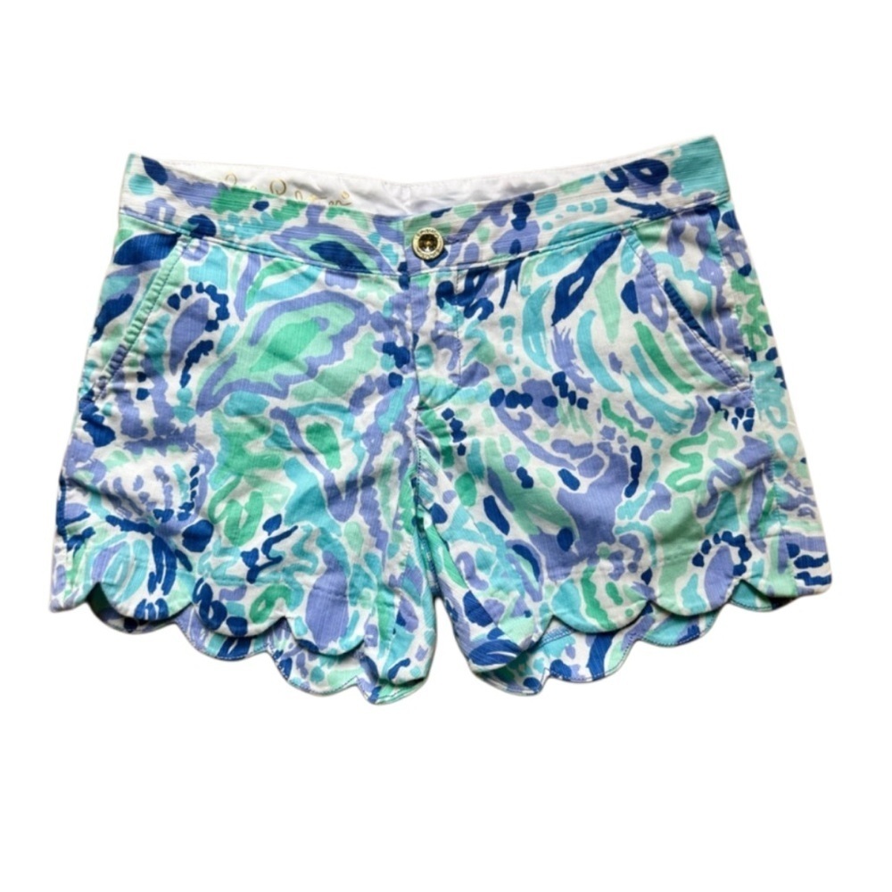 Lilly Pulitzer Buttercup Scalloped Edge Shorts in Lilac Nice Ink - Picture 2 of 6